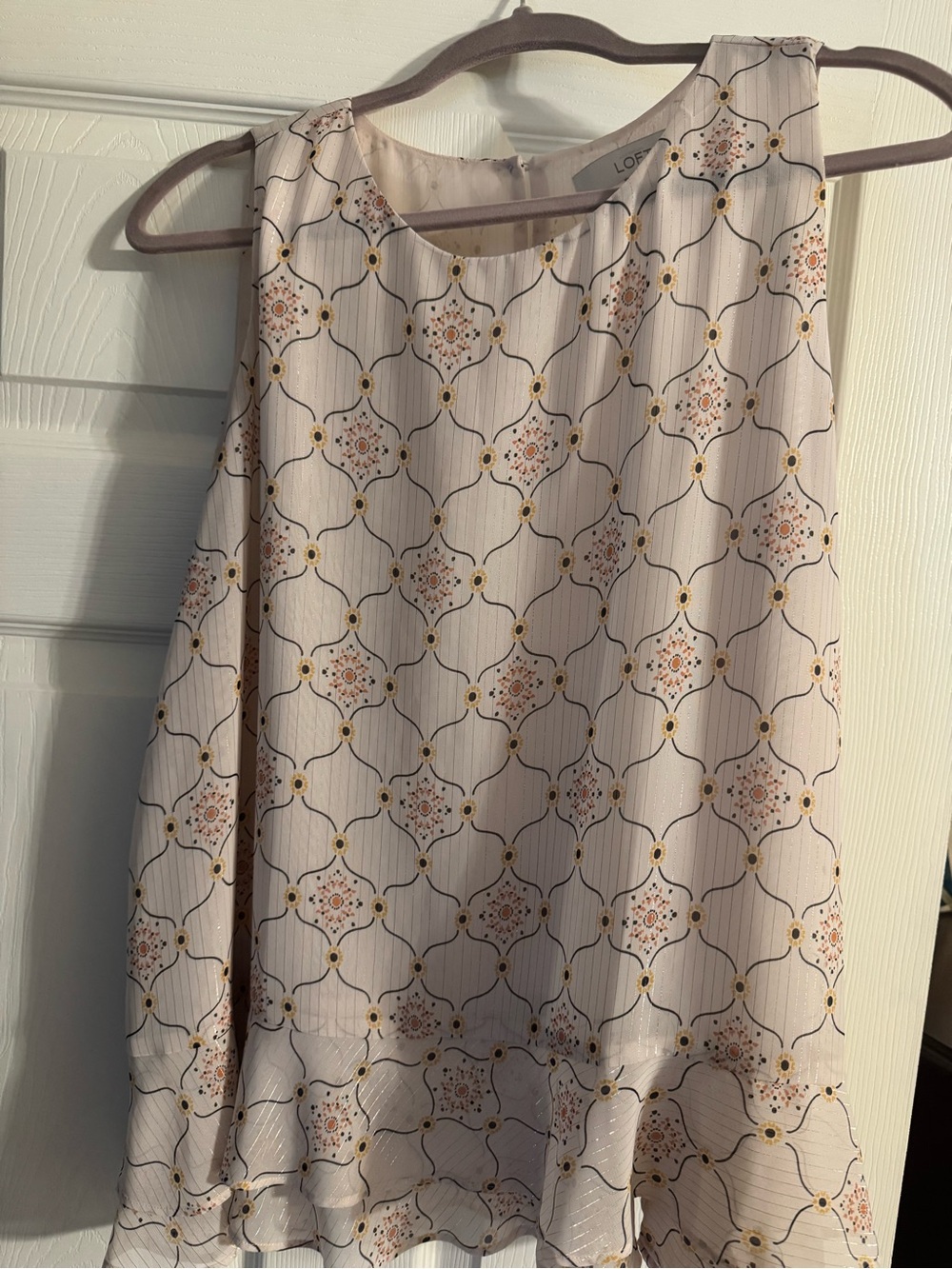 Loft Floral Geometric Ruffle Hem Skirt